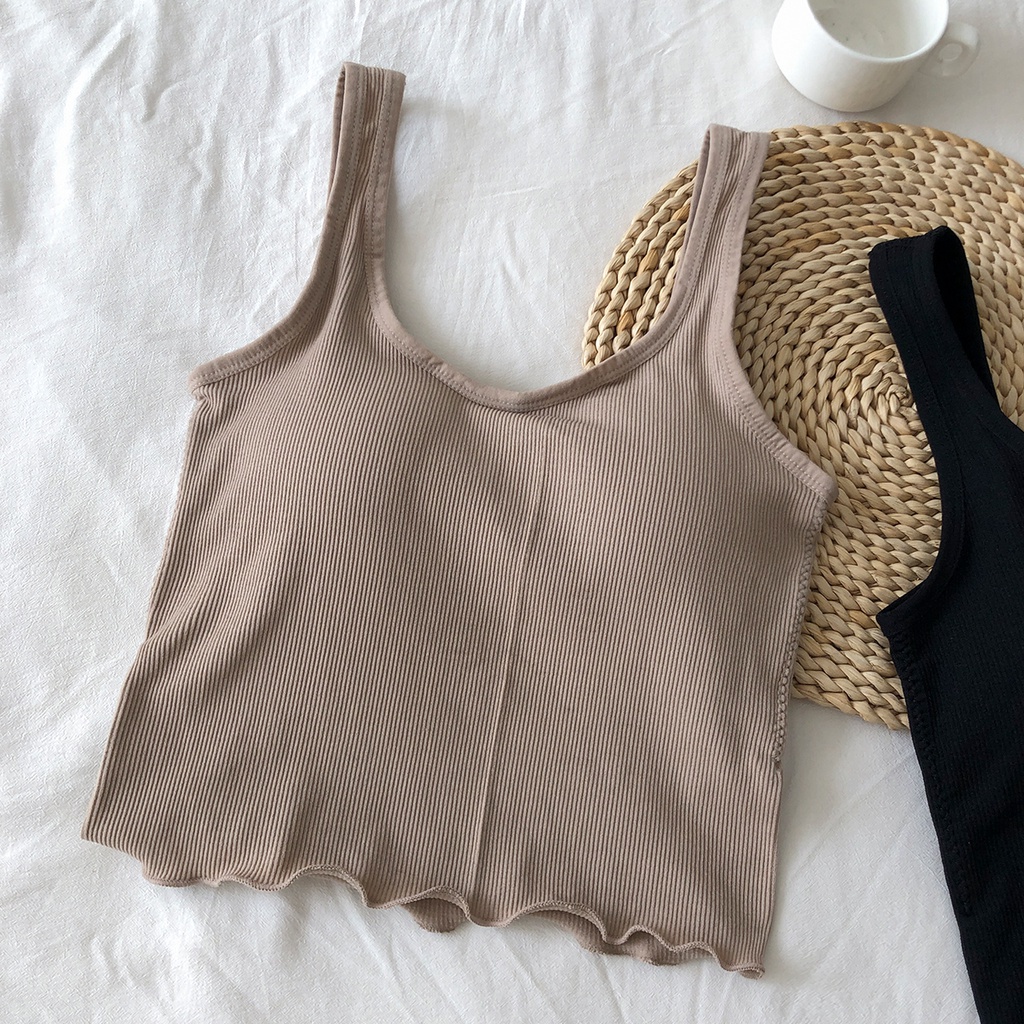 Áo Hai Dây Thể Thao Màu Sắc Đơn Giản Phong Cách Hàn Quốc