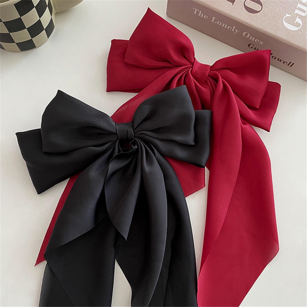 Kẹp Tóc Nơ Lớn Phong Cách Vintage Pháp Cho Nữ