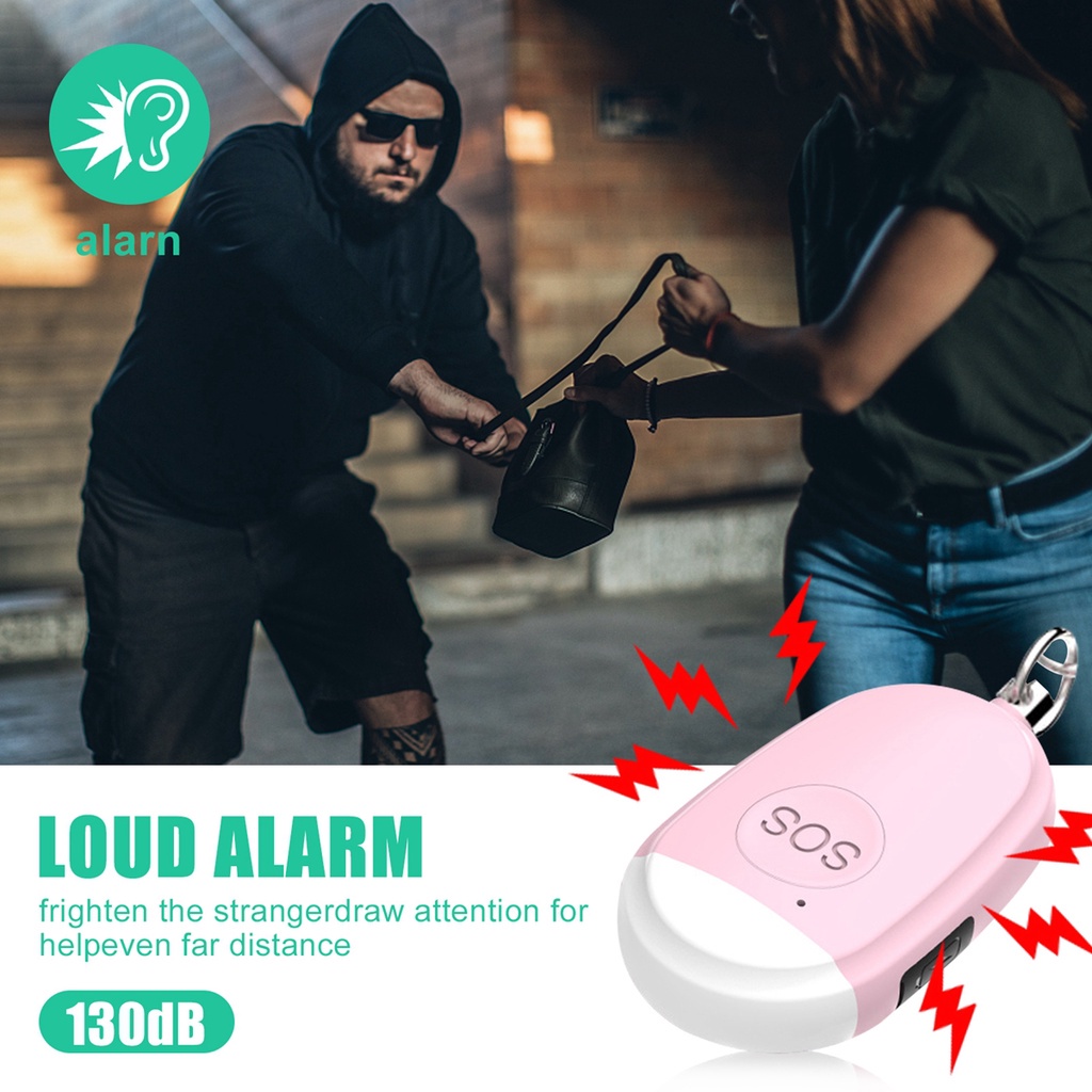 Móc khóa báo động cá nhân tự vệ khẩn cấp có đèn LED nhiều màu sắc tùy chọn đảm bảo an toàn dành cho nữ