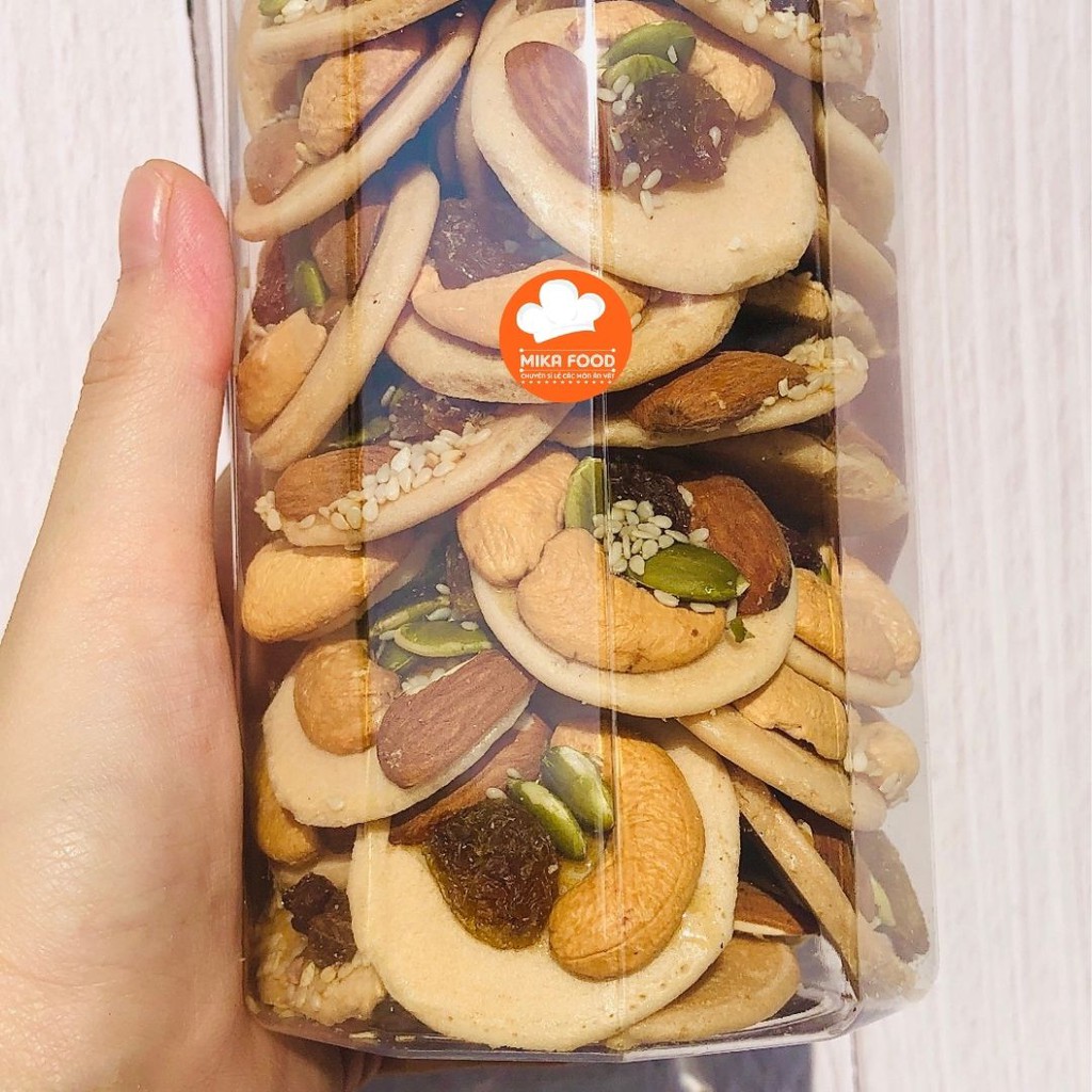 Bánh Đồng Tiền Mix Điều, Nho, Hạt Bí [FreeShip + Tặng Quà] Hũ 300gr | Mika Food