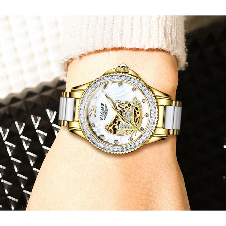 Đồng hồ nữ chính hãng KASSAW K889-2 Kính sapphire ,chống xước,Chống nước ,BH 24 tháng,Máy cơ (Automatic) ,dây kim loại