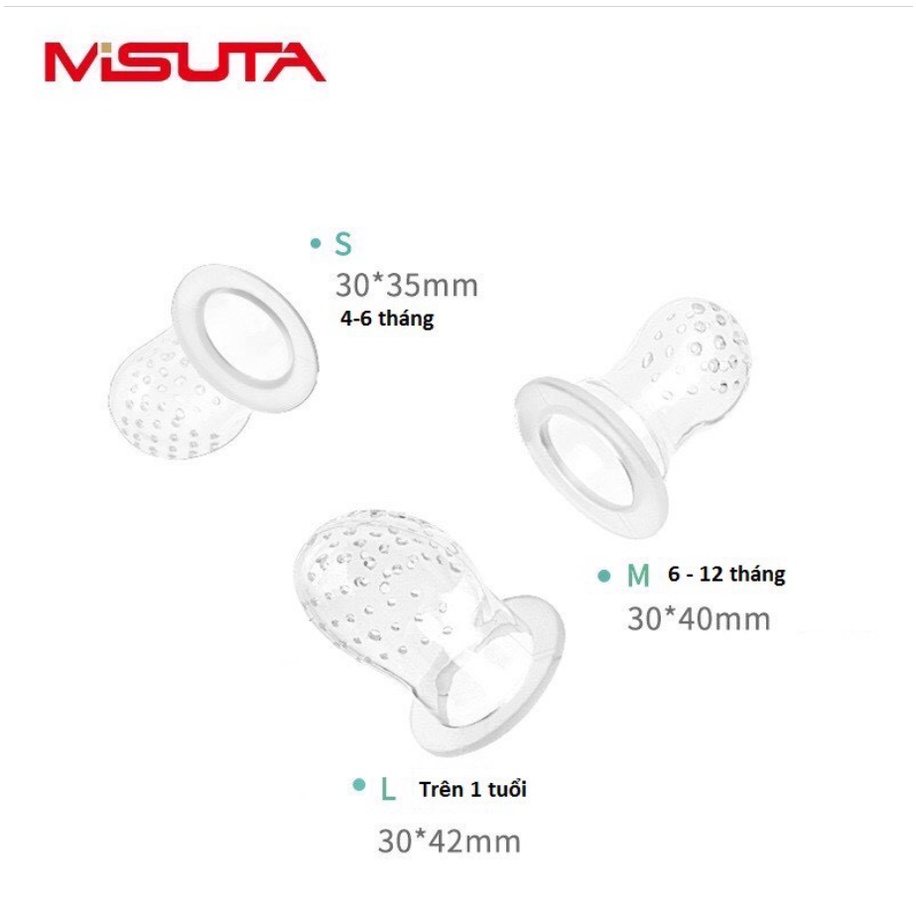 Túi nhai ăn dặm cho bé Misuta cao cấp (3 núm 3 size)