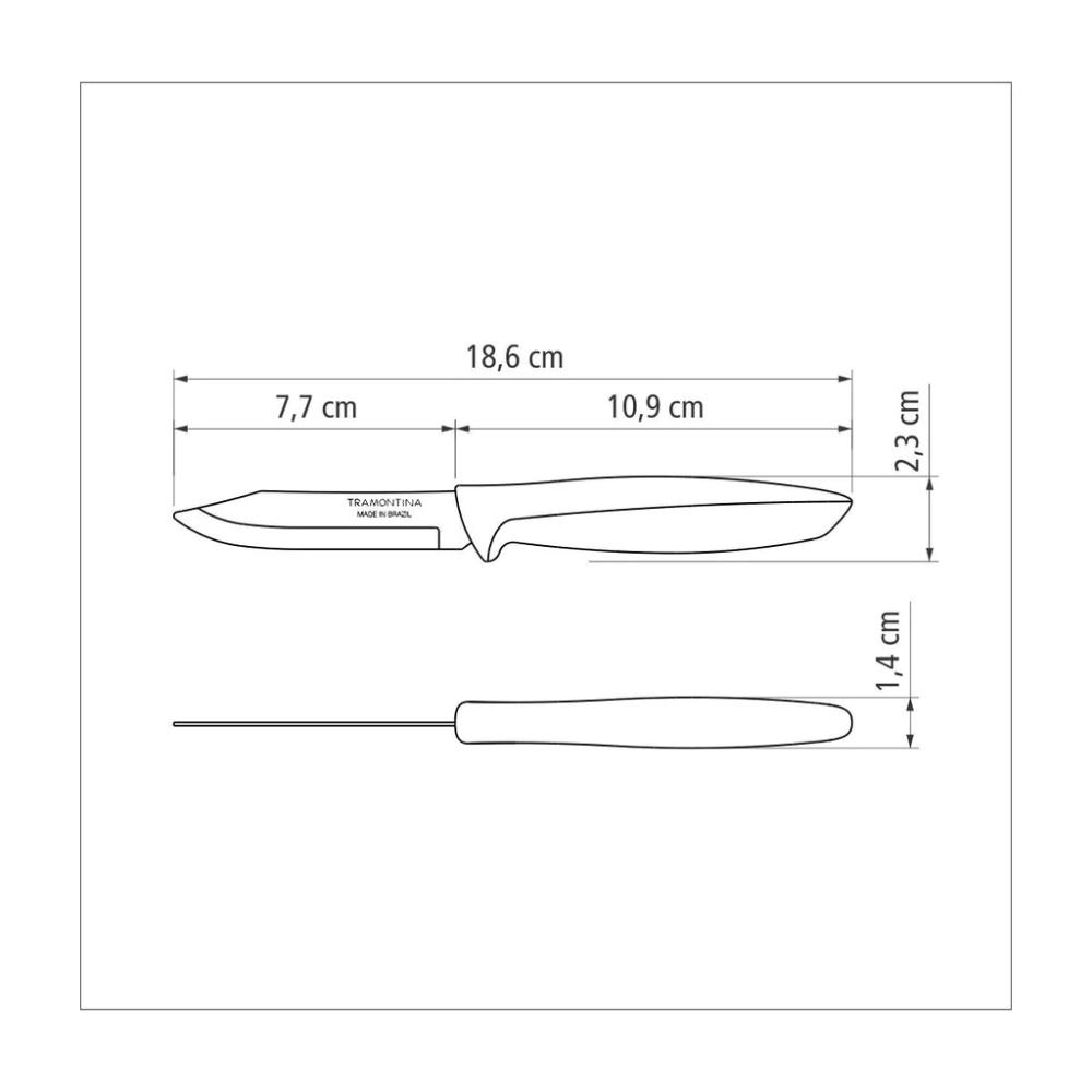 Dao Gọt Hoa Quả 8cm Tramontina Plenus Thép Không Gỉ Cán Nhựa PP Sắc Bén Tiện Dụng Sản Xuất Tại Brazil