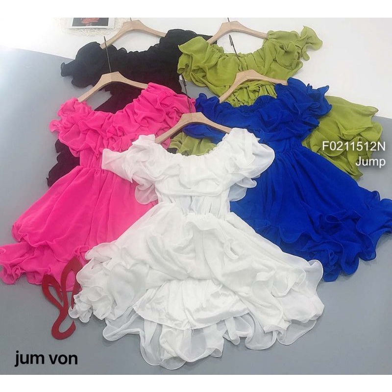 Jump voan tầng ngực phối bèo trễ vai!