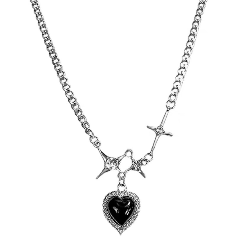 Vòng cổ Hình Trái Tim Đính Đá Màu Đen Thời Trang Cho Nữ