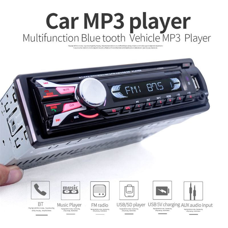 Radio FM MP3-Audio Cổng USB-SD Âm Thanh Nổi 12V-SD 1 DIN Tự Động Kết Nối Bluetooth Cho Xe Hơi