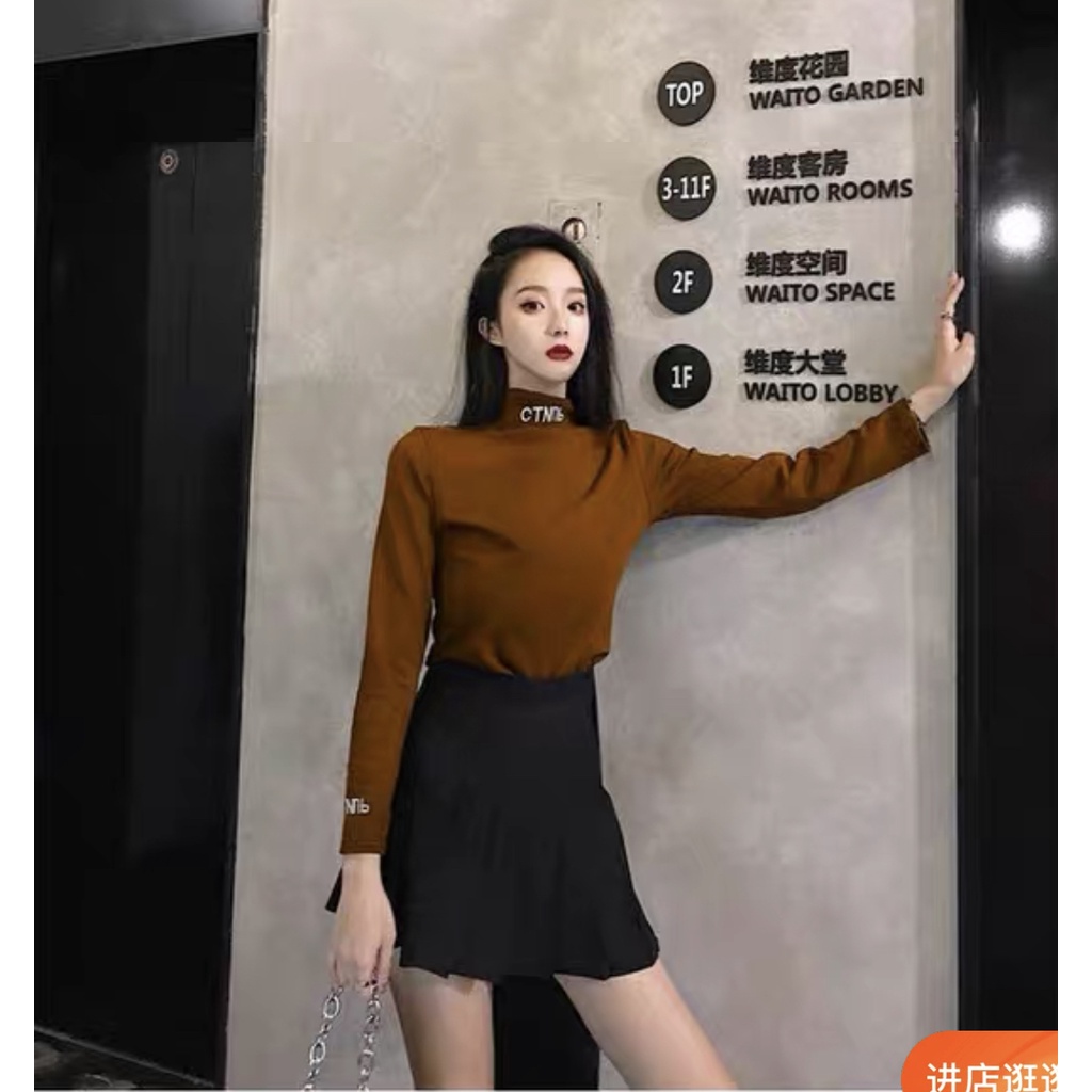 [Hàng quảng Châu]SP8034 Áo giữ nhiệt cổ 3p thêu chữ nga sành điệu