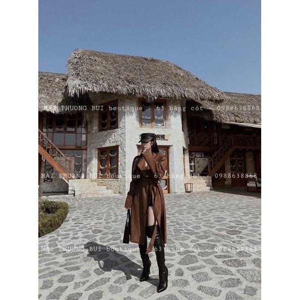 Áo măng tô da lộn mai phương bùi | BigBuy360 - bigbuy360.vn