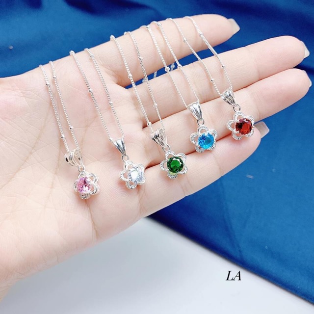 DÂY CHUYỀN BẠC MẶT HOA ĐÁ CAO CẤP - CHẤT LIỆU BẠC TA