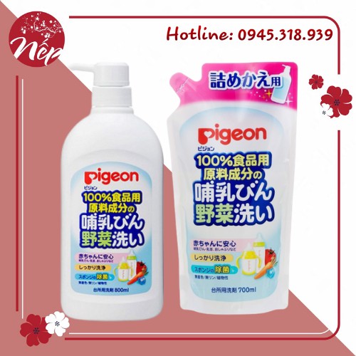 NƯỚC RỬA BÌNH SỮA PIGEON NHẬT BẢN (CHAI 800 ML - TÚI 700ML)