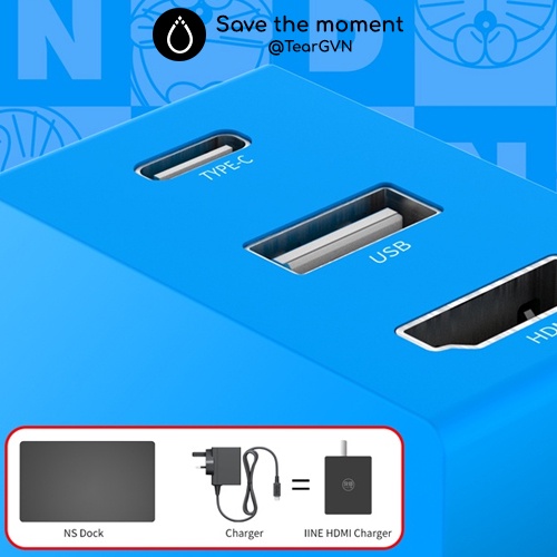 Bộ sạc nhanh GaN 45W Doraemon tích hợp xuất HDMI (IINE) cho Nintendo Switch v1,2 / Smartphone / Laptop