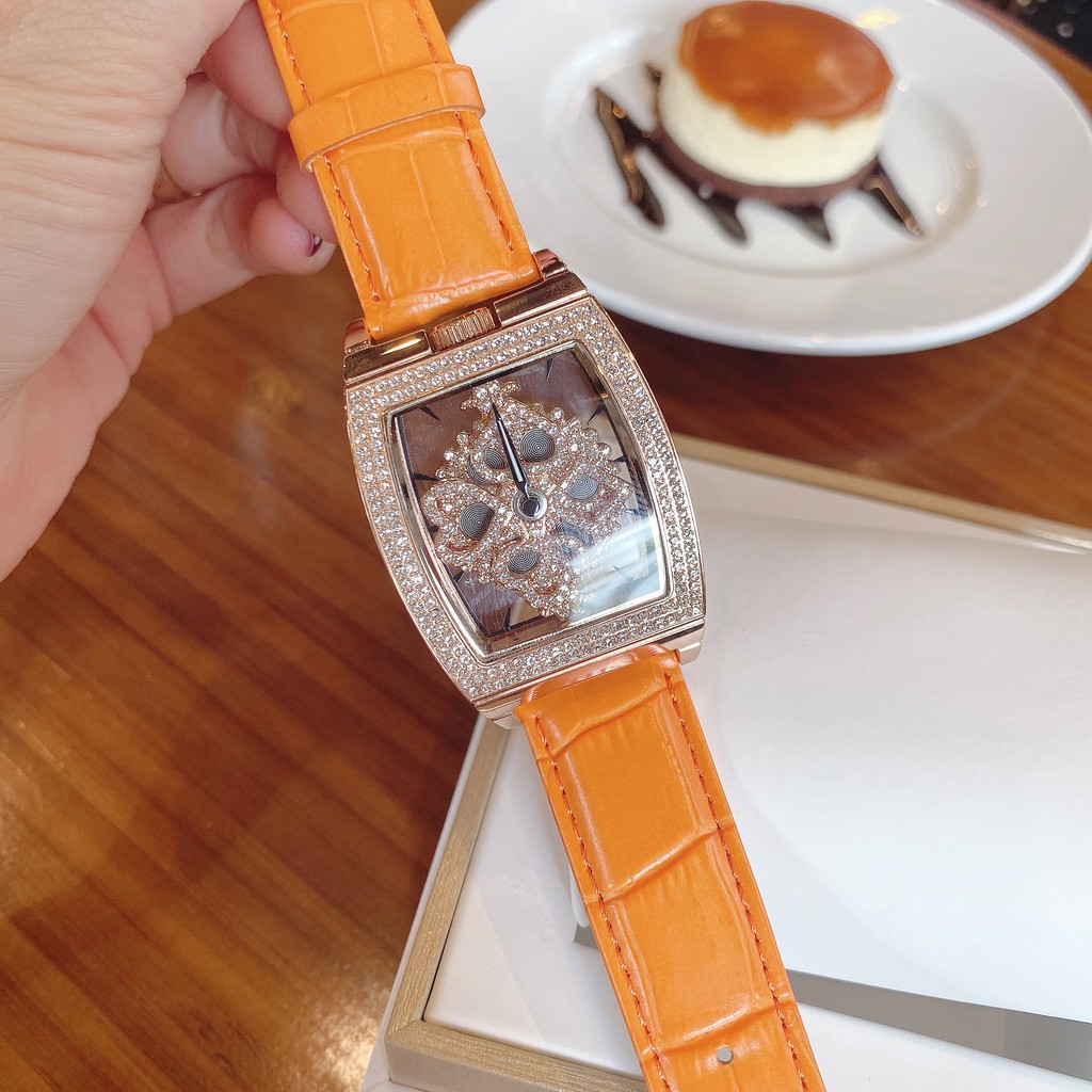 Đồng Hồ Davena Nữ Dây Da Cam D31326 38mm Rose Gold Chính Hãng