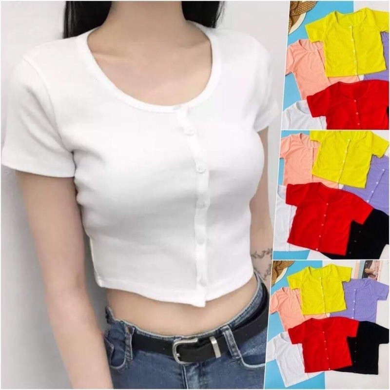 Áo croptop nữ có khuy nút