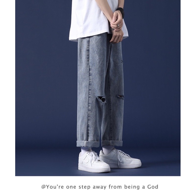 Quần jean nam chữ thập ống suông rộng 20WE,Quần bò chữ thập thêu thánh giá xanh đen chất vải cao cấp cá tính 2023 | BigBuy360 - bigbuy360.vn