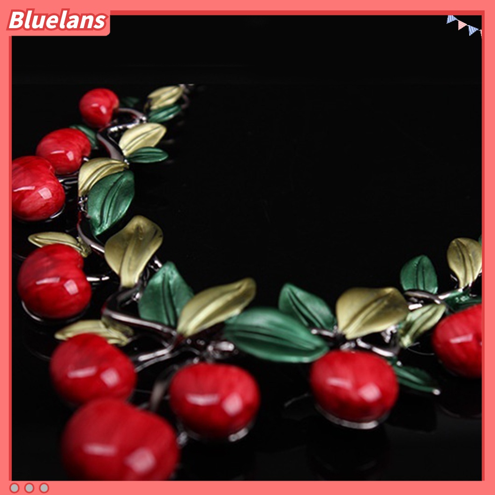 Bluelans♡ 1 Set Vòng cổ Và Bông Tai Hình Trái Cherry Đỏ Phong Cách Cổ Điển