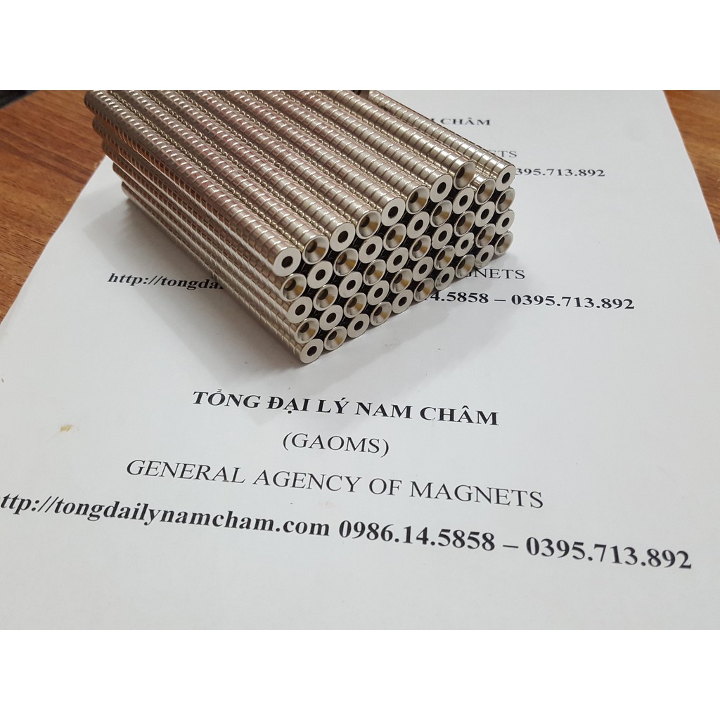 Nam châm 8x3 lỗ 3mm, nam châm viên có lỗ vát bắt vít lực hút mạnh
