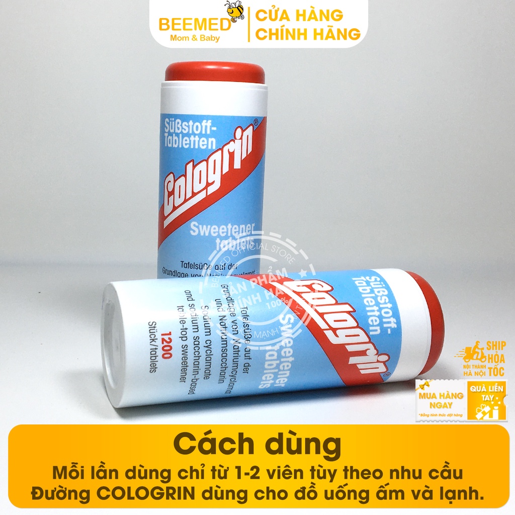 Đường ăn kiêng Cologrin nhập khẩu từ Đức lọ 1200 viên - Cho người tiểu đường và giảm cân, ăn kiêng, thấp calo