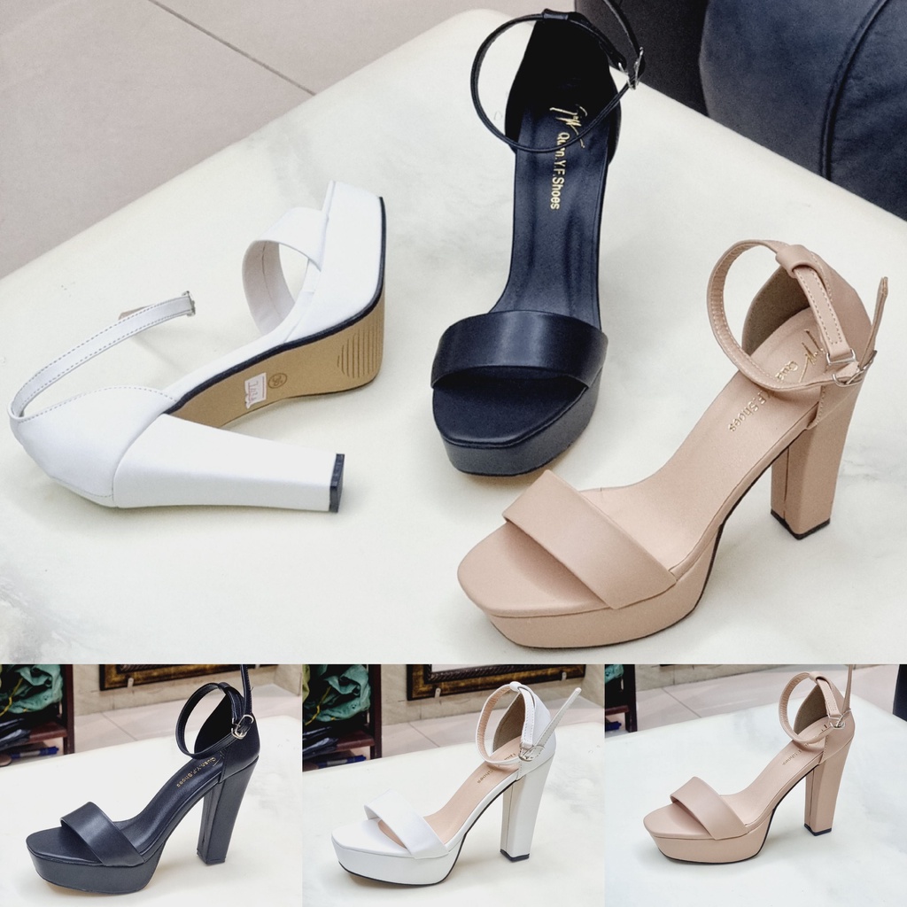 Giày Sandal Cao Gót Nữ - Giày Cô Dâu Đi Tiệc Quai Hậu Đế Vuông 11 Phân T43A