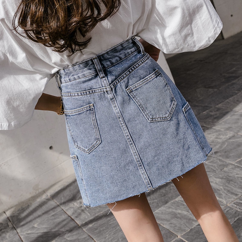 Chân Váy Denim Lưng Cao Dáng Chữ a Thời Trang Cá Tính Cho Nữ