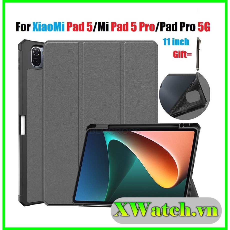 Tặng bút cảm ứng _ Bao da Xiaomi Mi Pad 5 For Mi Pad 5 Pro 11 inch 2021 Nắp gấp nam châm từ tính