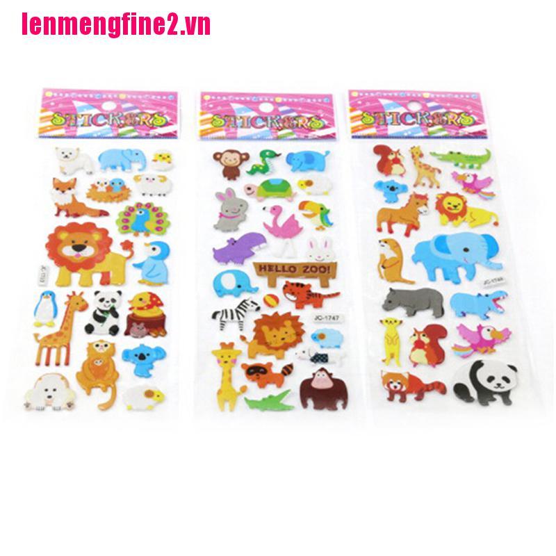 Bộ 5 tấm hình dán 3D các con vật dễ thương đáng yêu cho bé