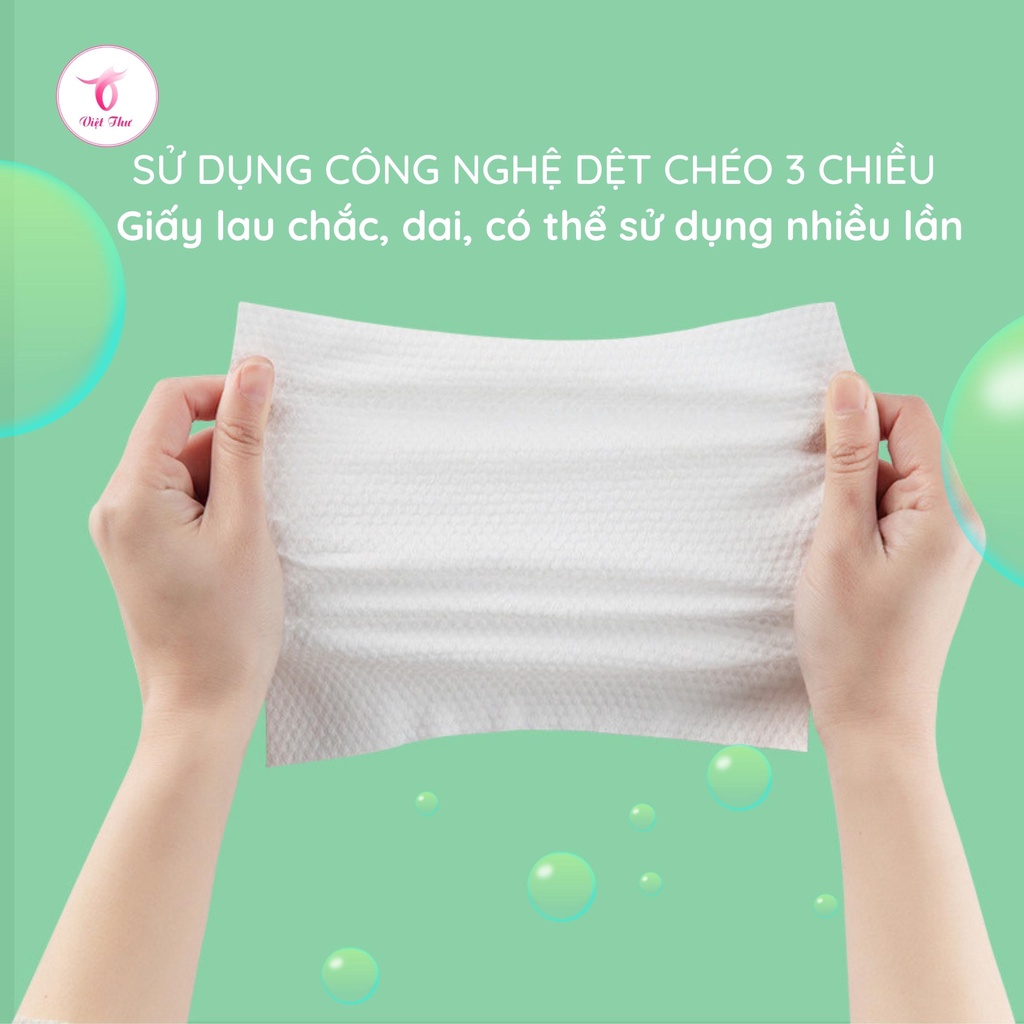 Khăn lau mặt khô dùng 1 lần Việt Thư, chất liệu cotton Tân Cương cao cấp, siêu mềm, siêu cấp ẩm