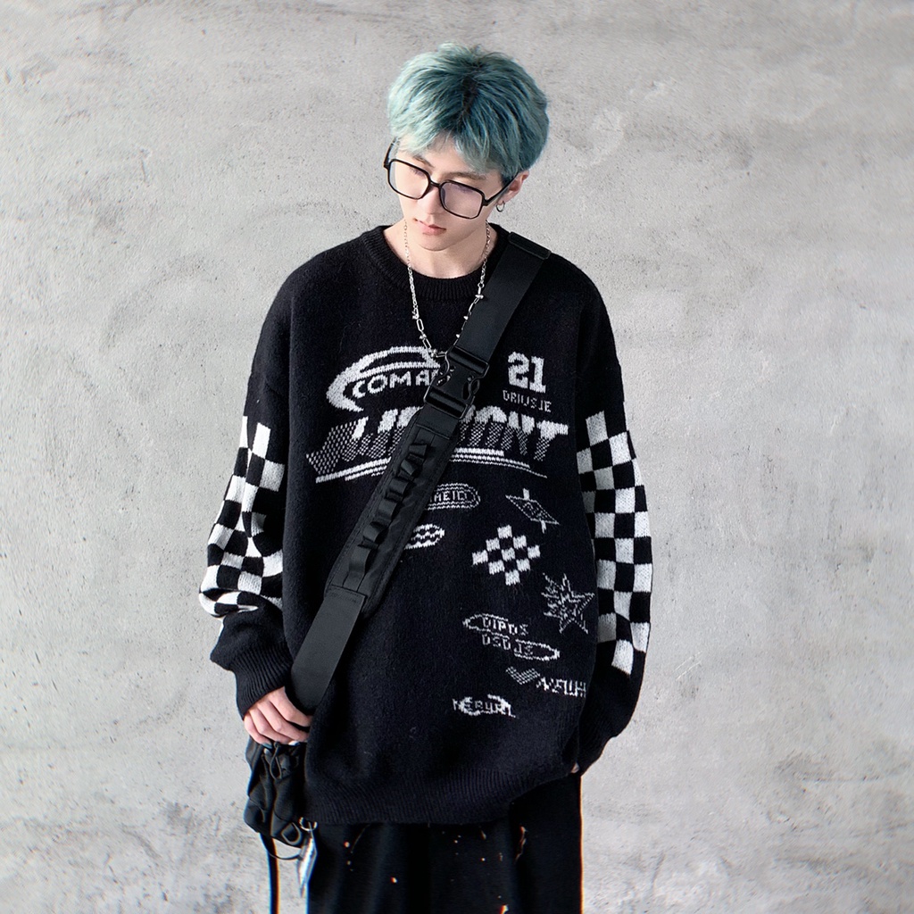 Áo sweater tay dài cổ tròn in chữ thời trang trẻ trung