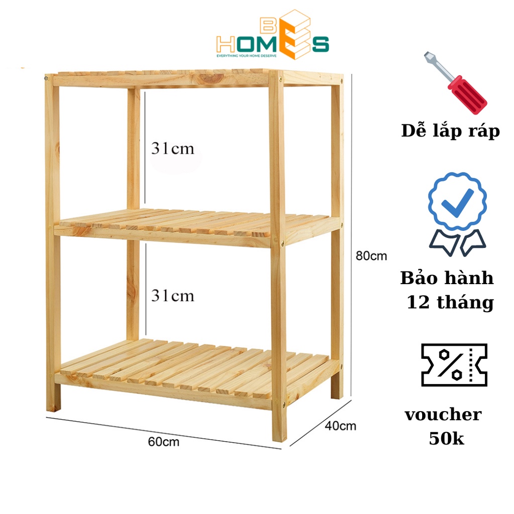 Kệ gỗ lò vi sóng Behomes 3 tầng