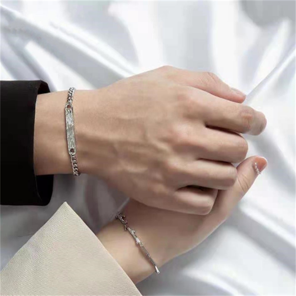 Vòng tay bạc thiết kế đơn giản thời trang dành cho nam và nữ