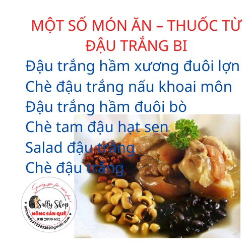 1kg Đậu Trắng Bi Sạch - Đậu Mắt Cua / Đậu Mắt Đen - Nông Sản Quê SallyFood