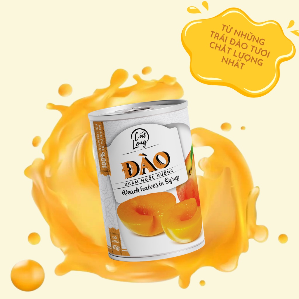 1 Thùng 12 lon đào ngâm nước đường Asiahome 425g/565g