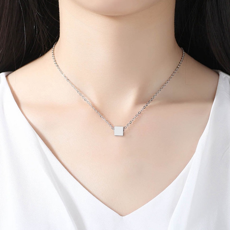 Vòng cổ Mặt Hình Vuông Bằng Thép Không Gỉ Phong Cách Thời Trang Đơn Giản