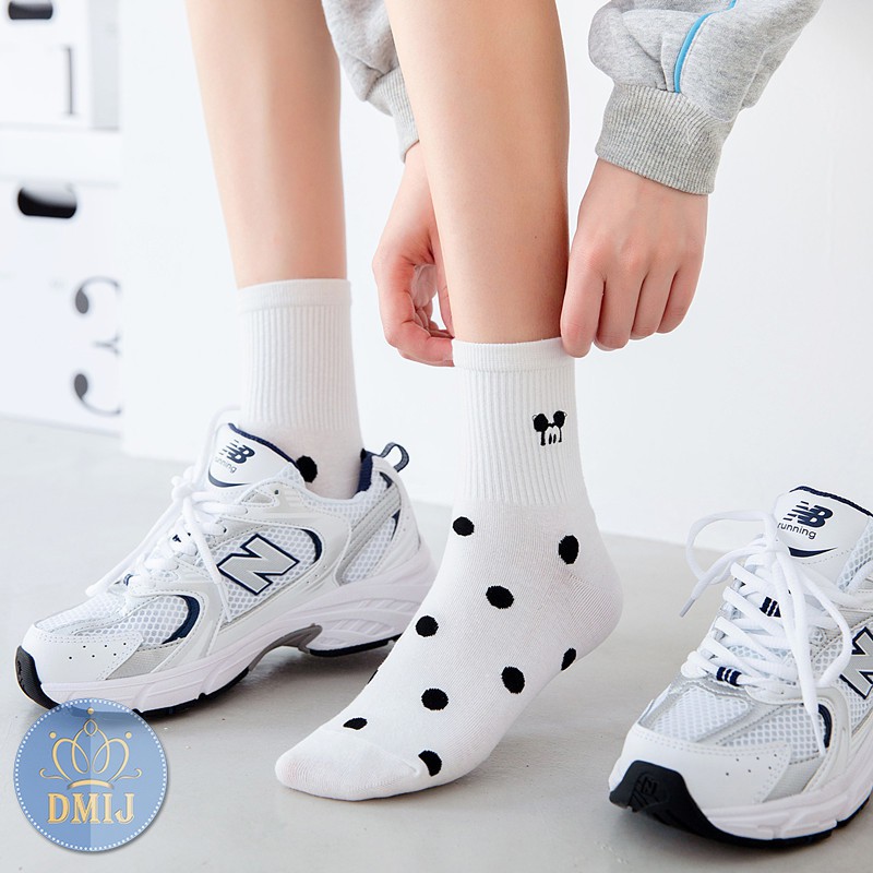 Tất Nam Nữ Cổ Cao Unisex Họa Tiết Mickey Nhiều Mẫu Đáng Yêu