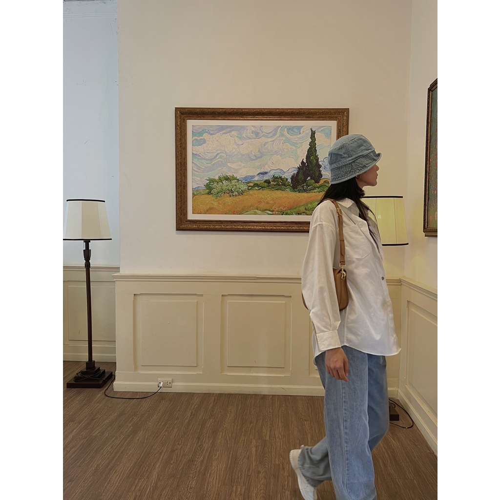 HASMILED - Áo sơmi bạn trai, chất linen màu TRẮNG