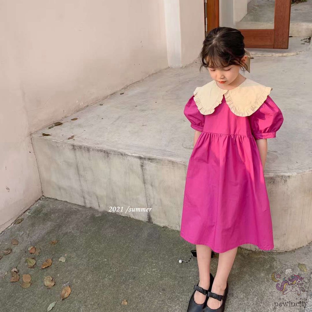 Đầm Tay Ngắn Kiểu Hàn Quốc Thiết Kế Xinh Xắn Cho Bé Gái