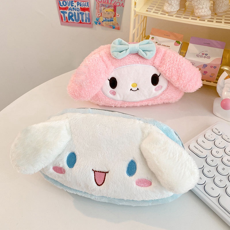 Túi Đựng Bút Bằng Lông Nhung Mềm Mại Có Khóa Kéo Dễ Thương Xinh Xắn