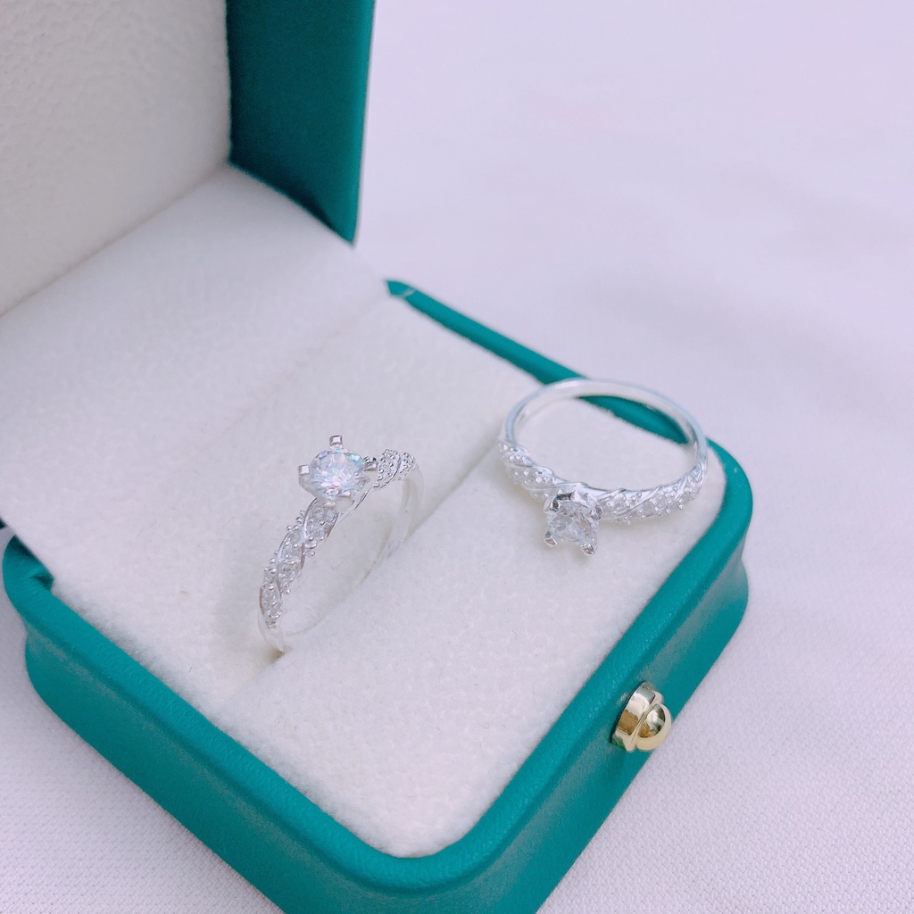 Nhẫn bạc nữ thân xoắn phối đá tinh tế nhẹ nhàng sang trọng - Kho sỉ bạc Nhất Linh