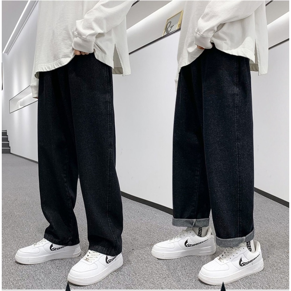 Quần bò nam ống rộng, quần jean baggy nam nữ dáng suông vải jeans cao cấp SR01 không phai màu