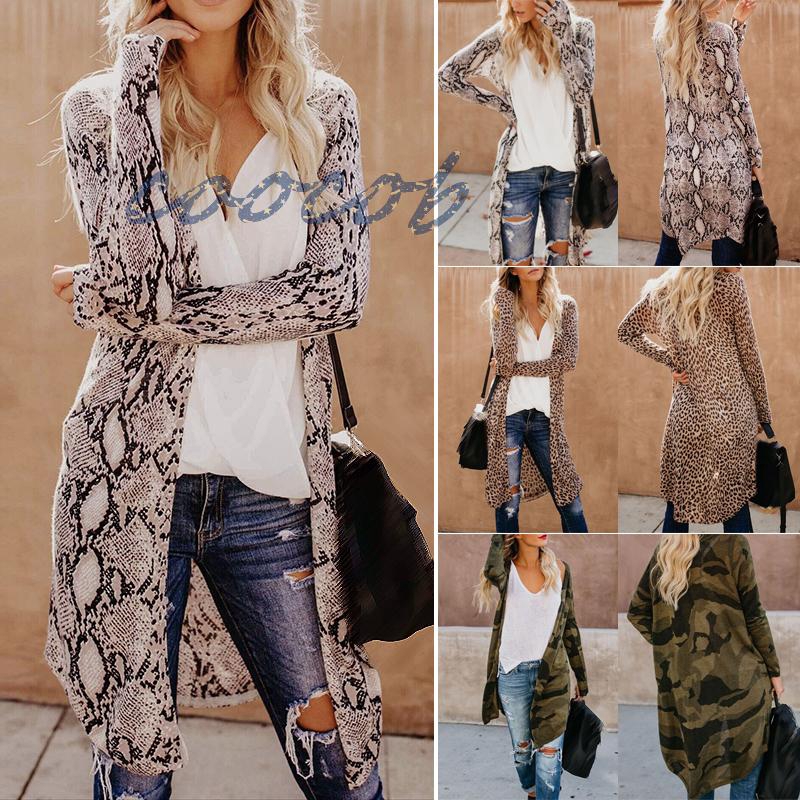 Áo khoác Cardigan dáng rộng hoạ tiết da báo phong cách Bohomian