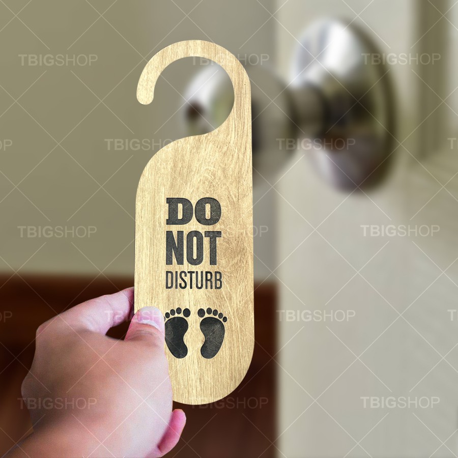 [ Bảng trang trí Handmade ] Bảng treo cửa phòng khách sạn 2 mặt thông báo dọn phòng, không làm phiền bằng gỗ cắt lâser