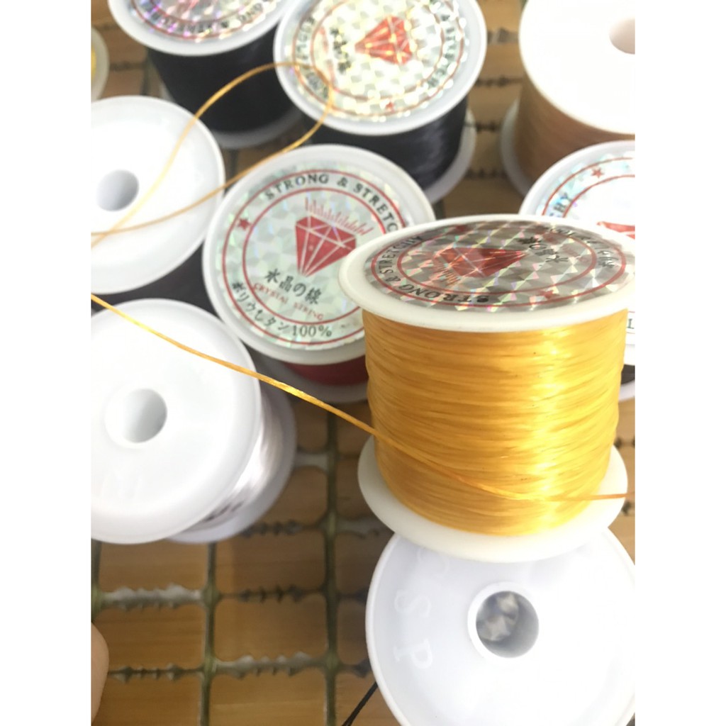 Cuộn dây xỏ chuỗi hạt sợi tơ siêu bền, cước xâu chuỗi hạt - Màu nâu đỏ tím vàng đen xanh trắng hồng cam và nhiều màu