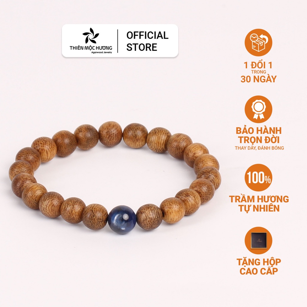 Vòng tay Trầm Hương tự nhiên Bảo Mệnh Trầm - Thiên Mộc Hương - Trầm Tốc Lào, Việt Nam tự nhiên, thơm dịu nhẹ
