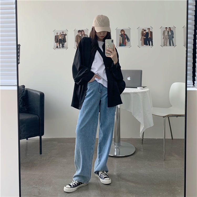 Jiashucheng Áo Khoác Sơ Mi Tay Dài Phồng Vải Lụa Lạnh Mỏng Dáng Rộng Chống Nắng Phong Cách Hàn Quốc Dễ Phối Đồ Cho Nữ