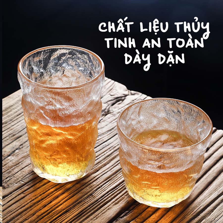 Cốc Thủy Tinh Dày Dặn Trong Đục Thiết Kế Sần Sùi Đóng Hộp Cao Cấp CTT011