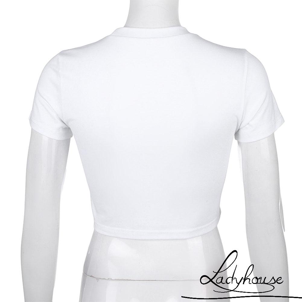 Áo Thun Crop Top Tay Ngắn Cổ Tròn In Họa Tiết Bướm Nhiều Màu Sắc Thời Trang Mùa Hè Dành Cho Nữ