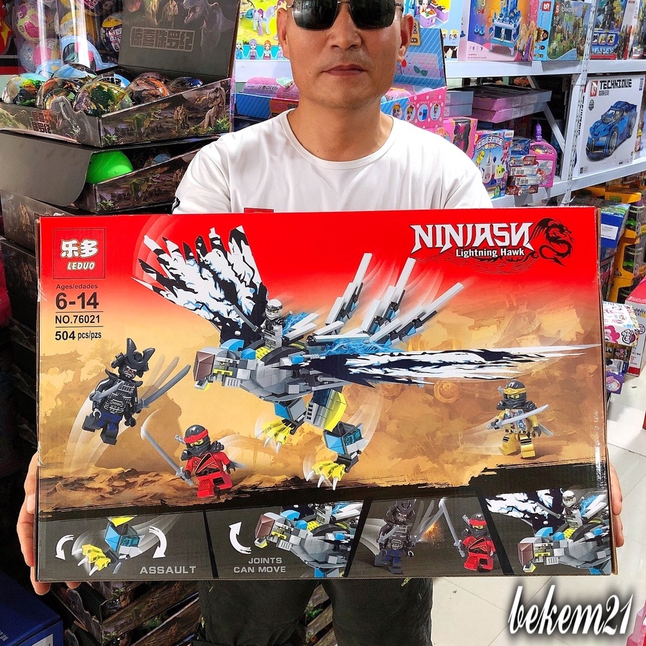 Lego Ninja - bộ lắp chim ưng của ninja trắng 76021 (016) - 504 miếng Lego con trai Rồng Trắng Mắt Xanh0