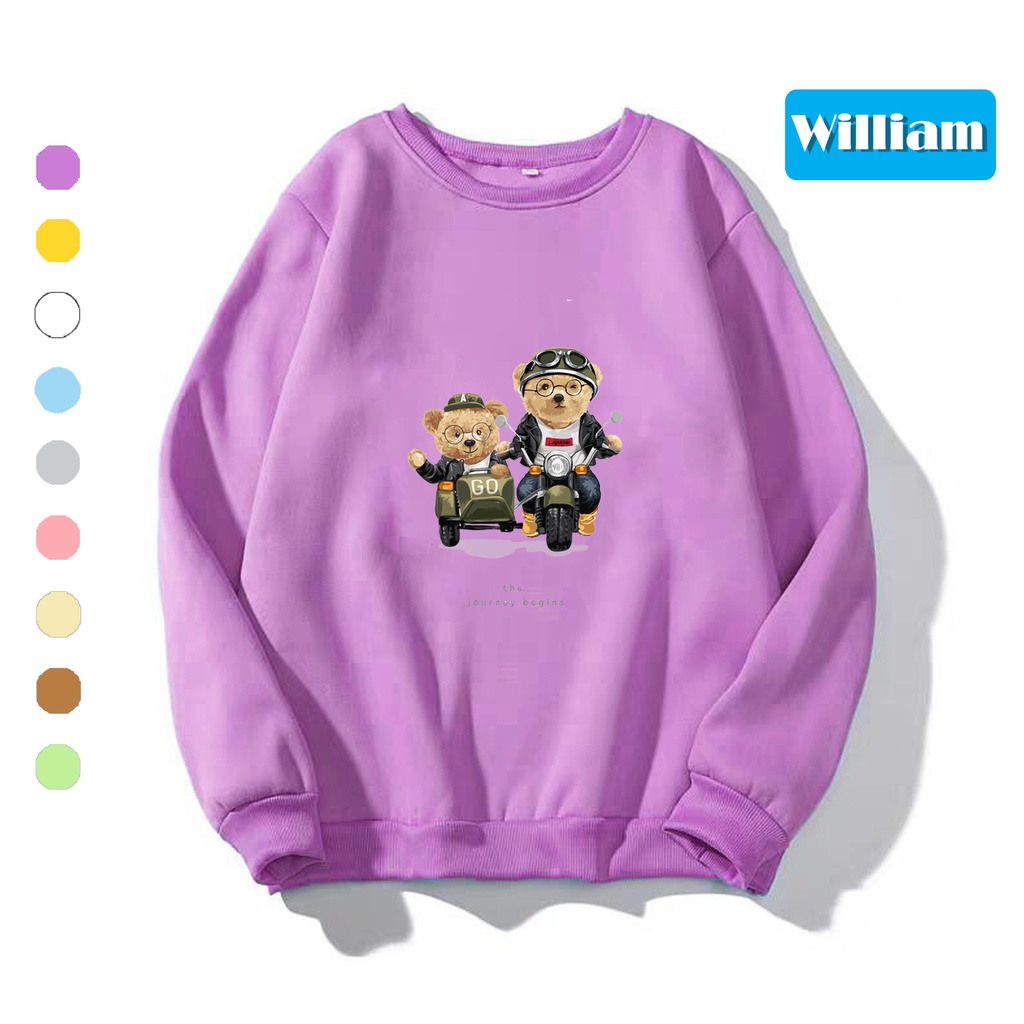 Áo sweater nam nữ in hình Gấu dễ thương chất nỉ dày dặn, hợp làm áo cặp William - DS182