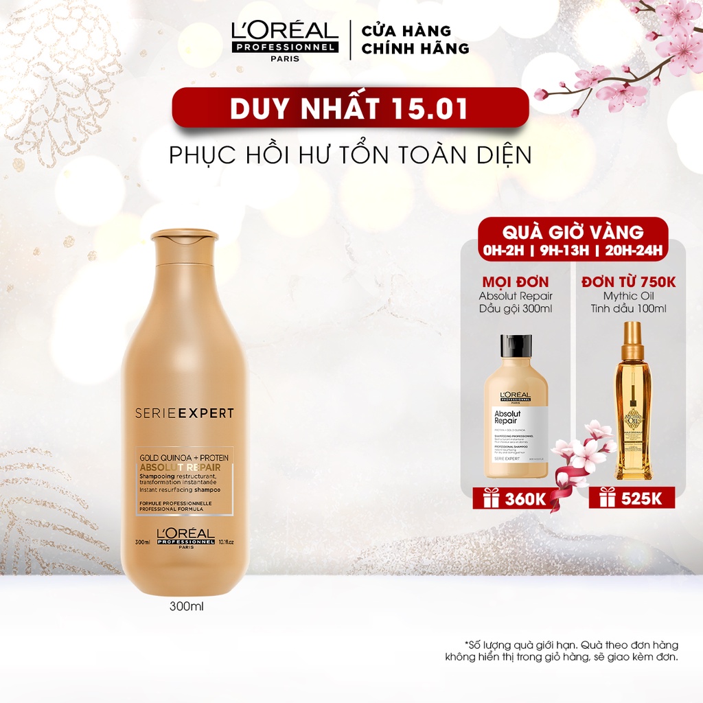 Dầu gội L'Oreal Professionnel phục hồi hư tổn toàn diện Serie Expert Absolut Repair Gold 300ml