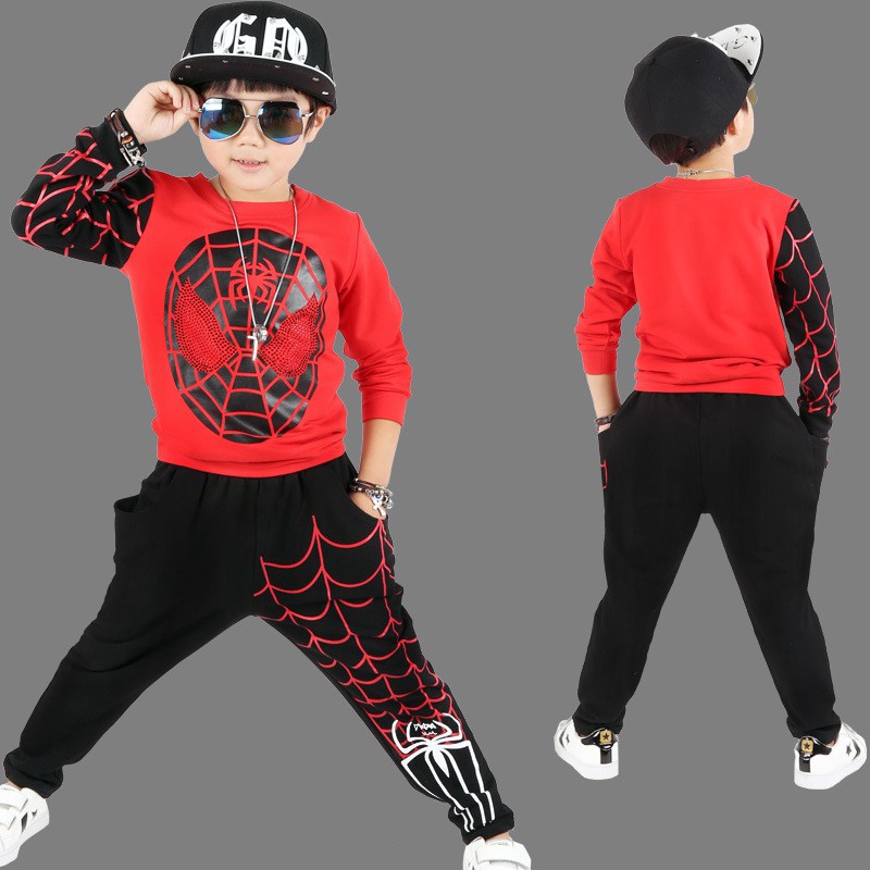 Bộ đồ dài tay thể thao in hình Spiderman cho bé trai