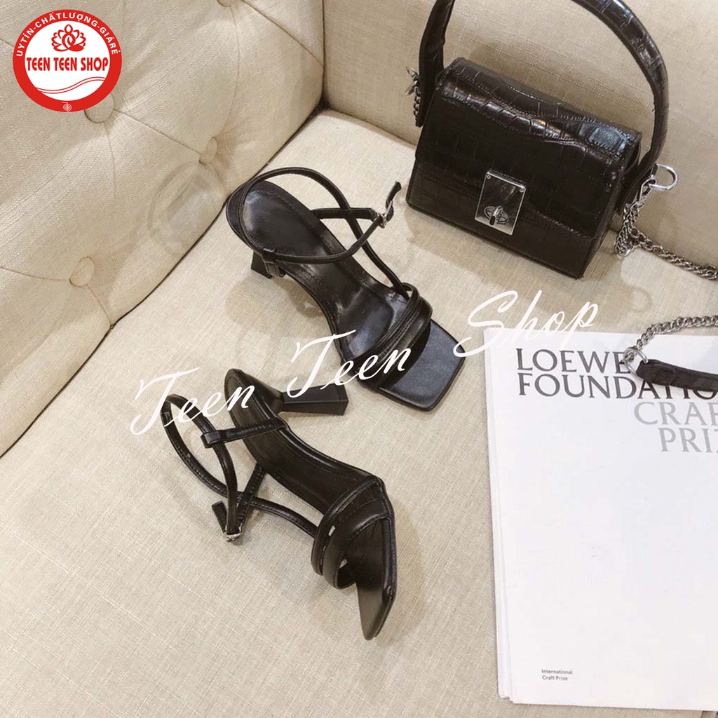 Sandal nữ công sở TTS gót nhọn cao 6cm, giày nữ cao gót mũi vuông da mềm êm chân.